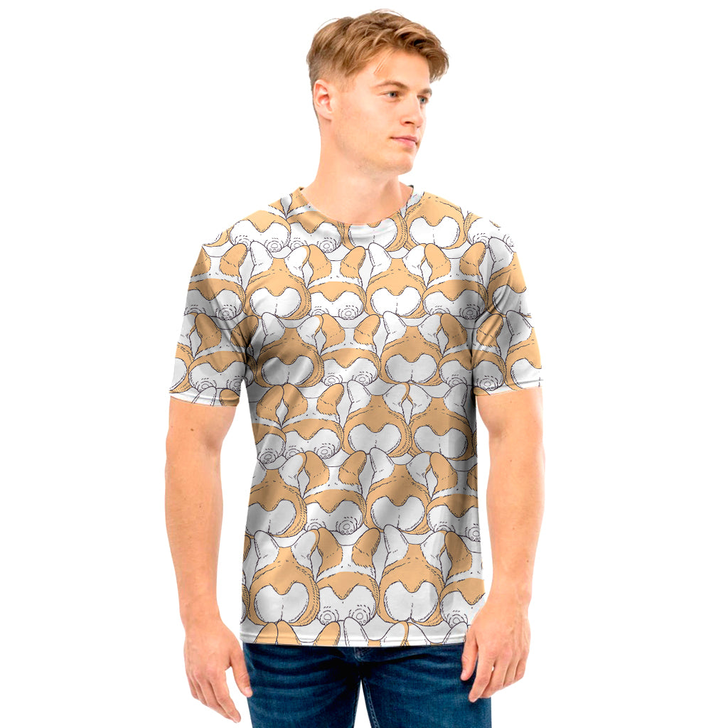 Corgi Butt Pattern Print Men's T-Shirt