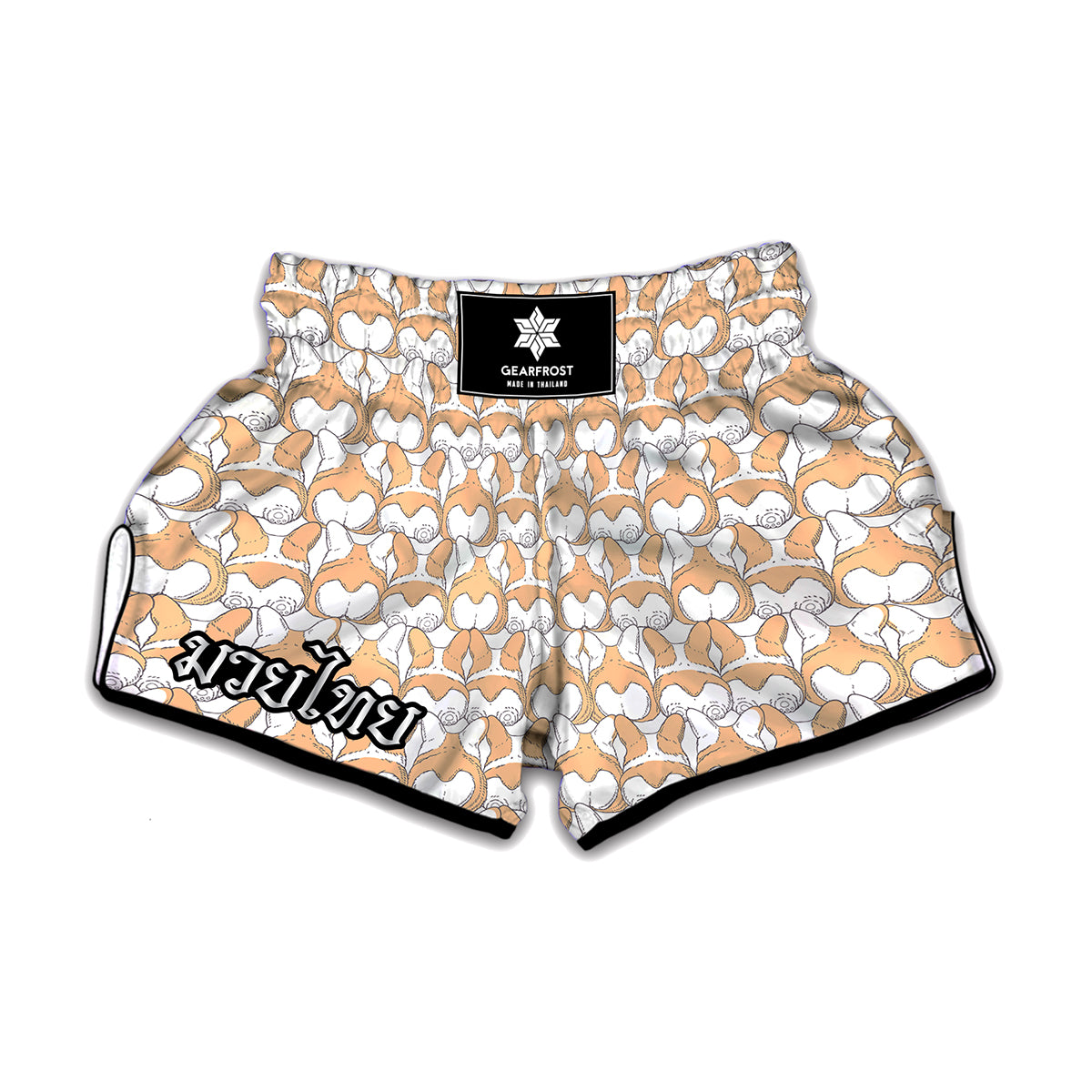 Corgi Butt Pattern Print Muay Thai Boxing Shorts