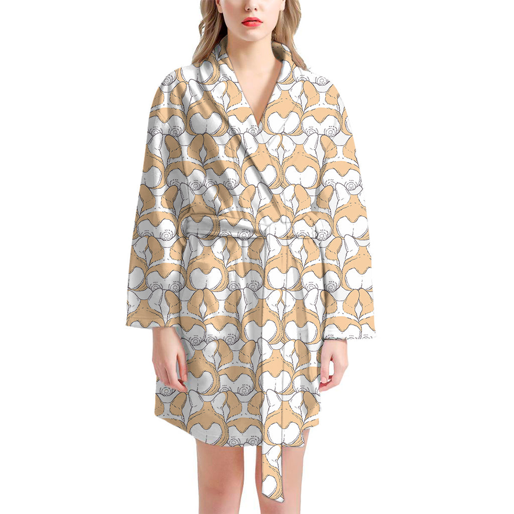 Corgi Butt Pattern Print Women's Bathrobe