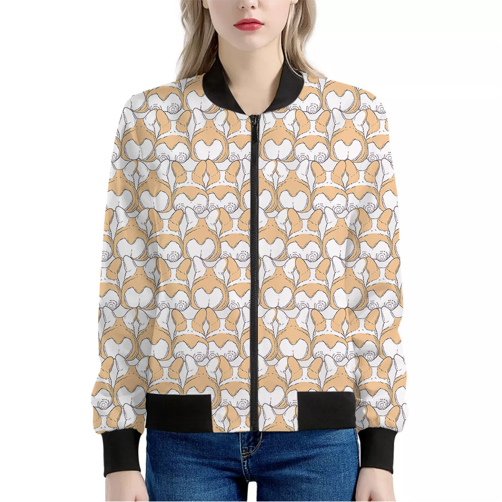 Corgi Butt Pattern Print Women's Bomber Jacket