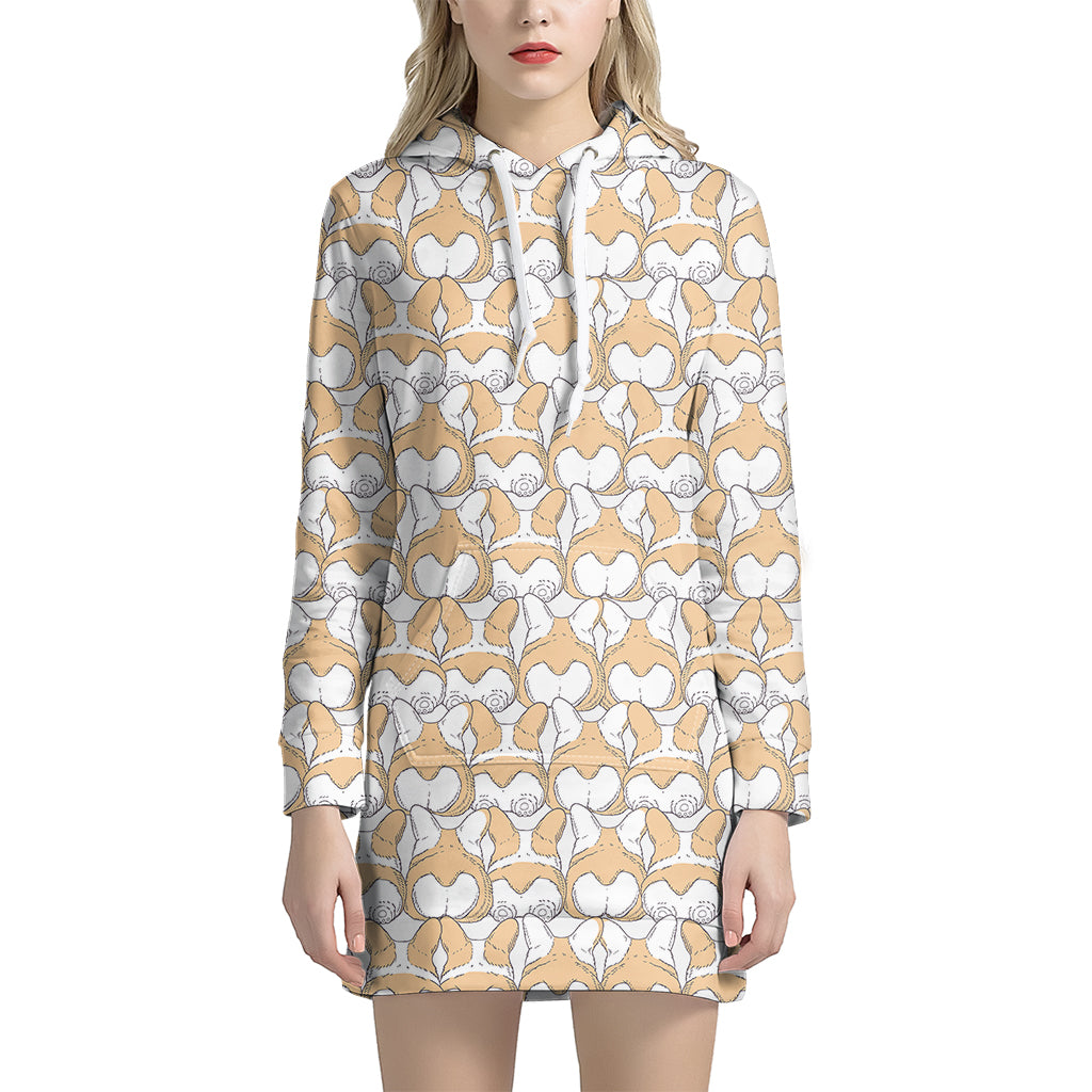 Corgi Butt Pattern Print Women's Pullover Hoodie Dress