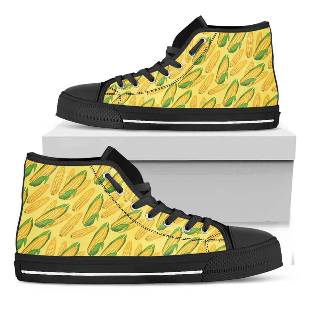 Corn Cob Pattern Print Black High Top Shoes