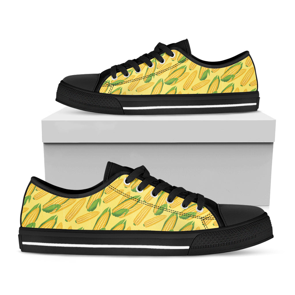 Corn Cob Pattern Print Black Low Top Shoes