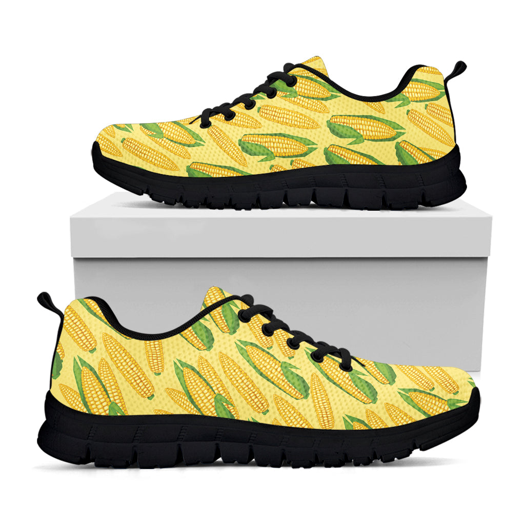 Corn Cob Pattern Print Black Sneakers