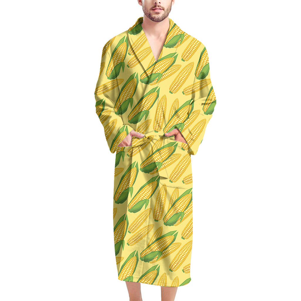 Corn Cob Pattern Print Men's Bathrobe