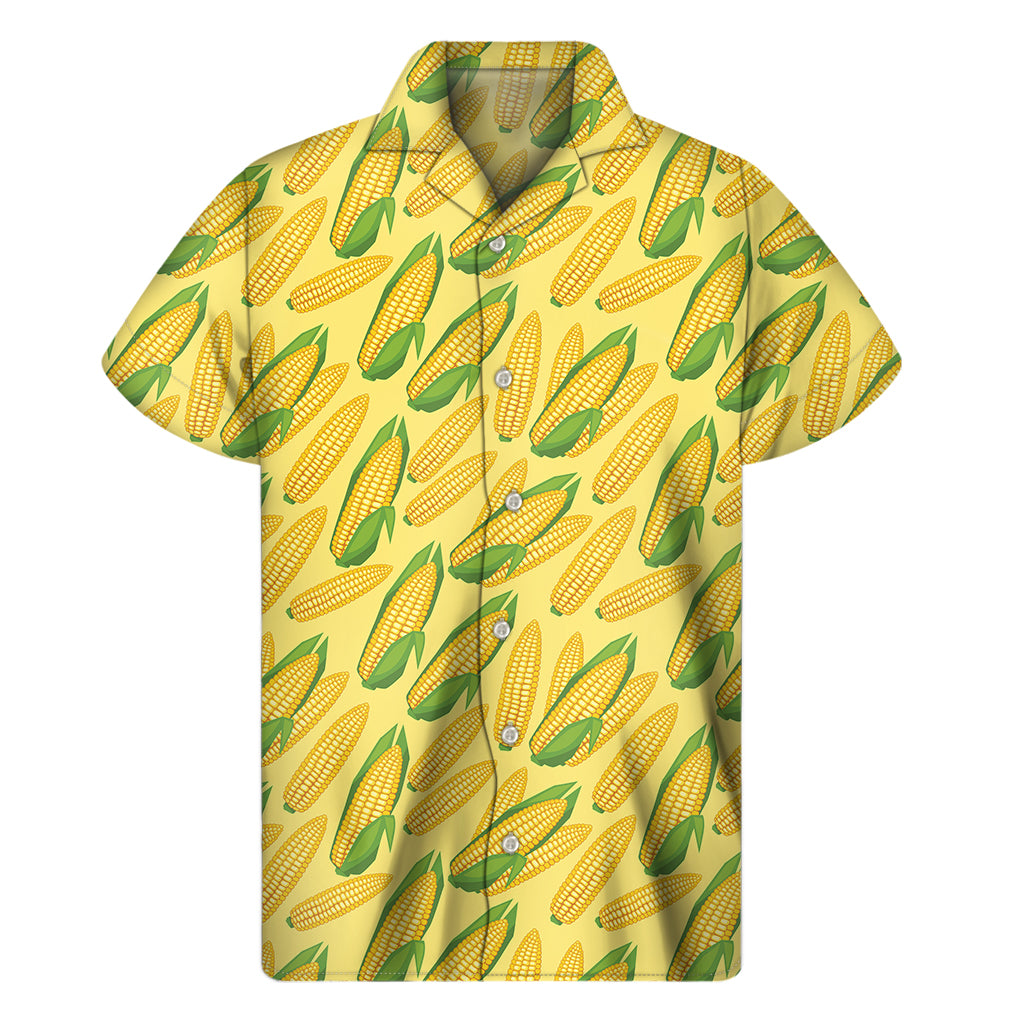 Corn Cob Pattern Print Men's Short Sleeve Shirt