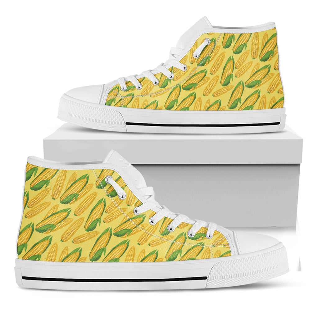 Corn Cob Pattern Print White High Top Shoes