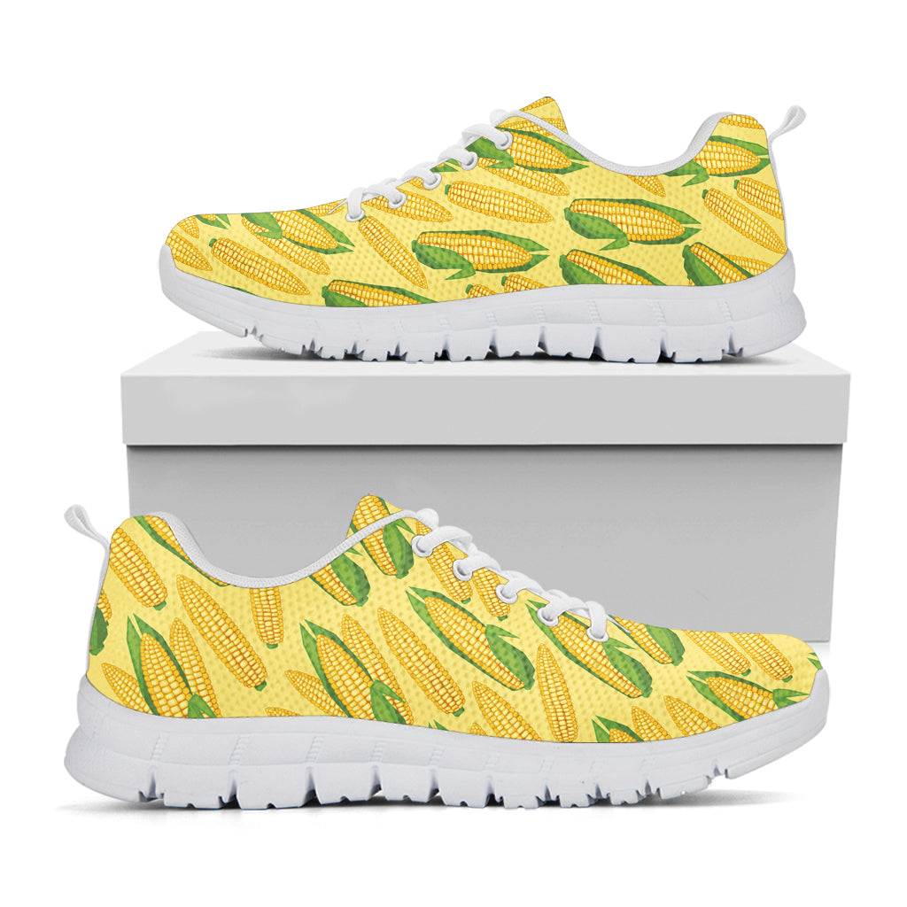 Corn Cob Pattern Print White Sneakers