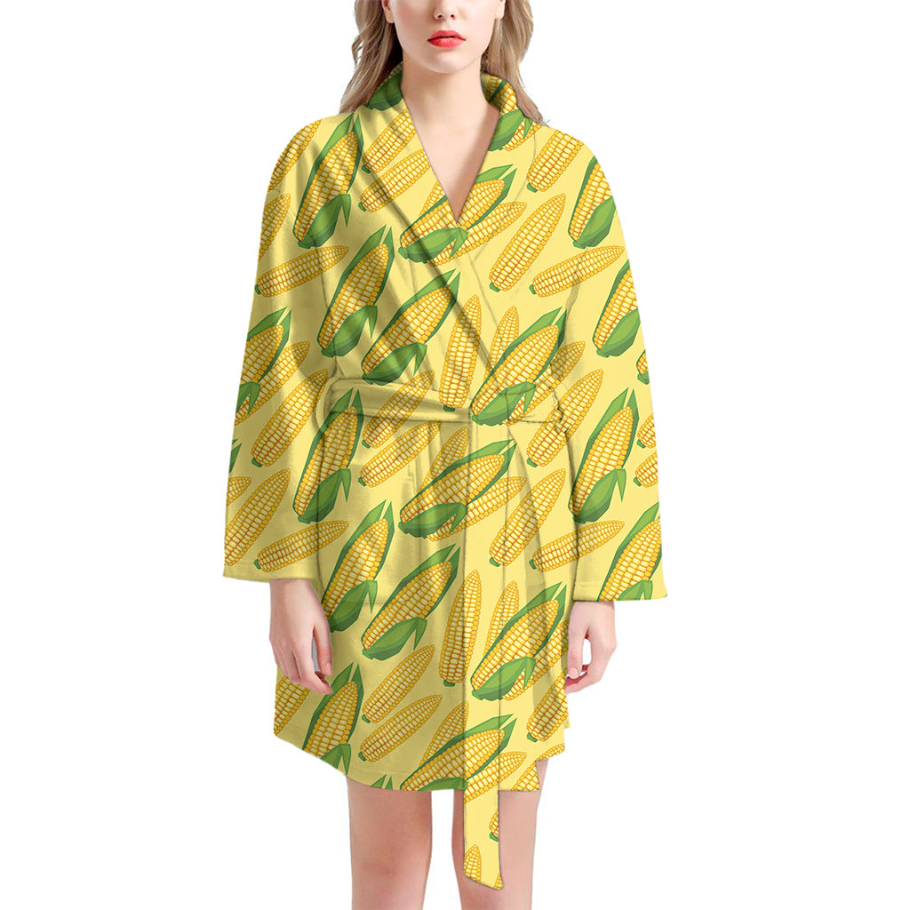 Corn Cob Pattern Print Women's Bathrobe