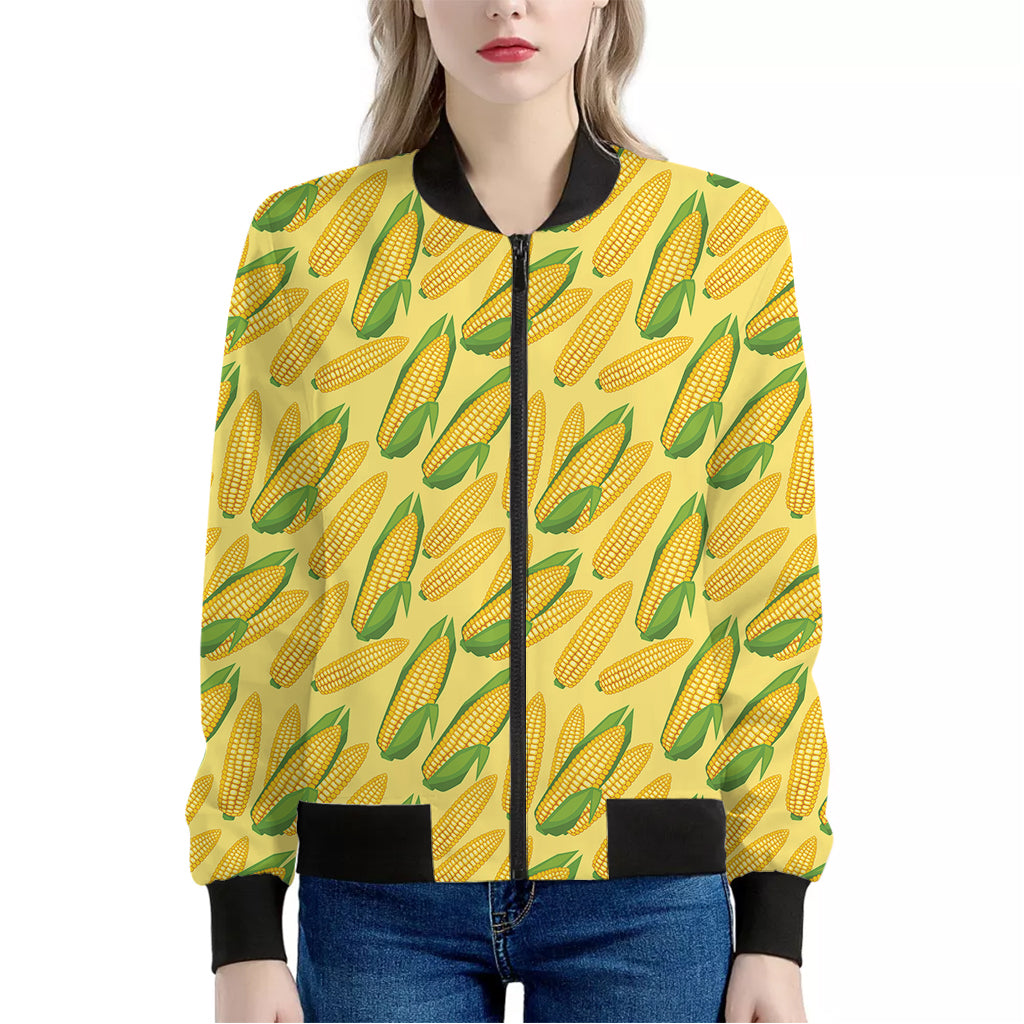 Corn Cob Pattern Print Women's Bomber Jacket