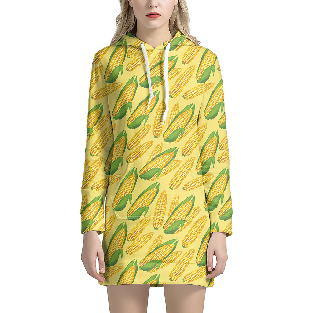 Corn Cob Pattern Print Women's Pullover Hoodie Dress