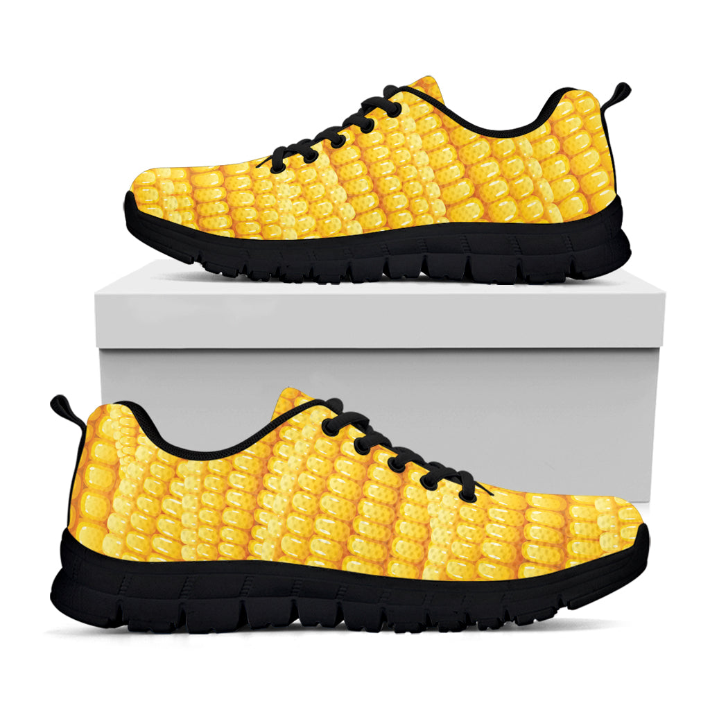 Corn Pattern Print Black Sneakers