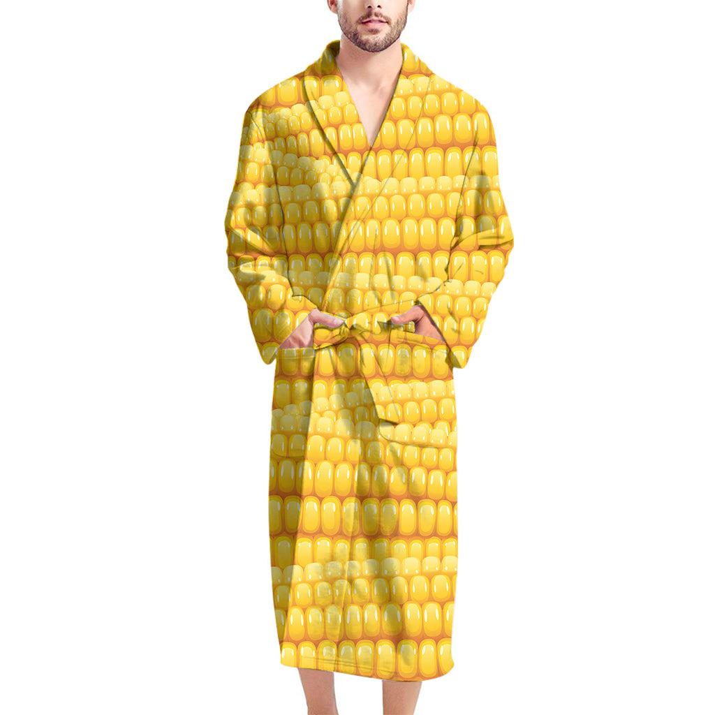 Corn Pattern Print Men's Bathrobe