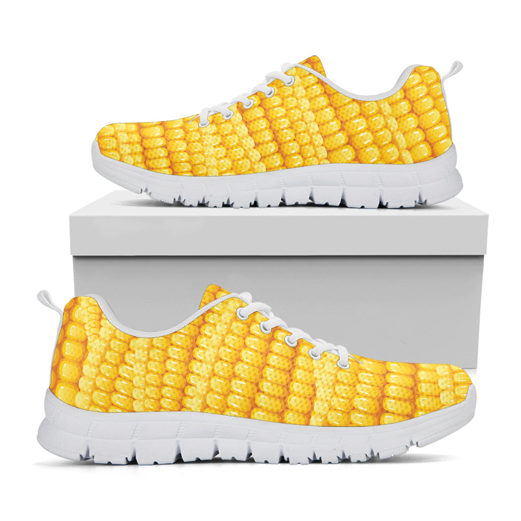 Corn Pattern Print White Sneakers