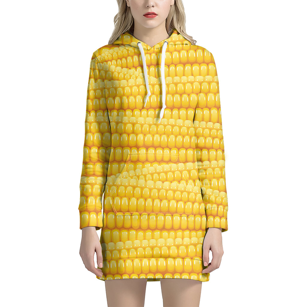 Corn Pattern Print Women's Pullover Hoodie Dress