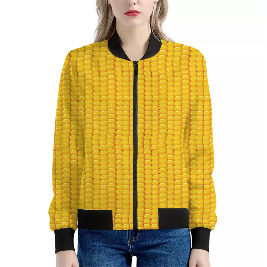 Corn Texture Print Women's Bomber Jacket