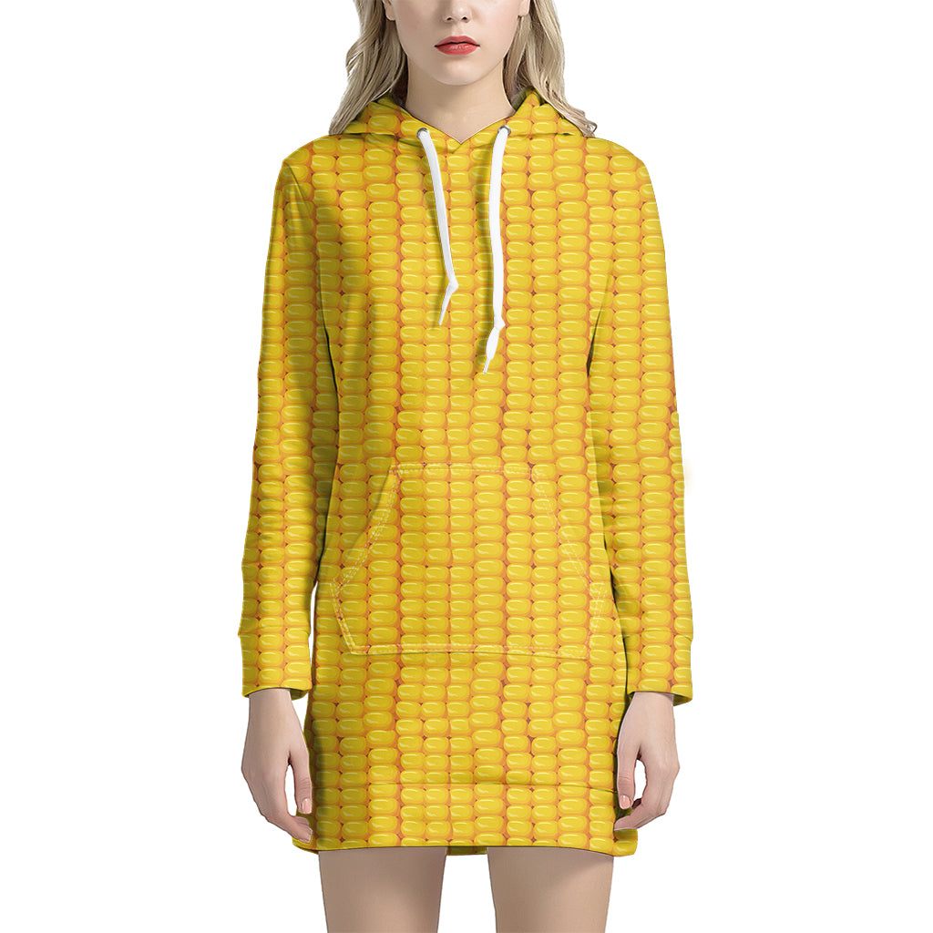 Corn Texture Print Women's Pullover Hoodie Dress