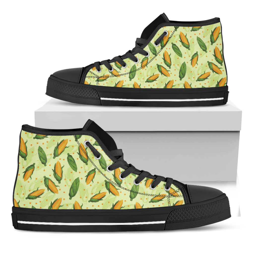 Corncob Pattern Print Black High Top Shoes