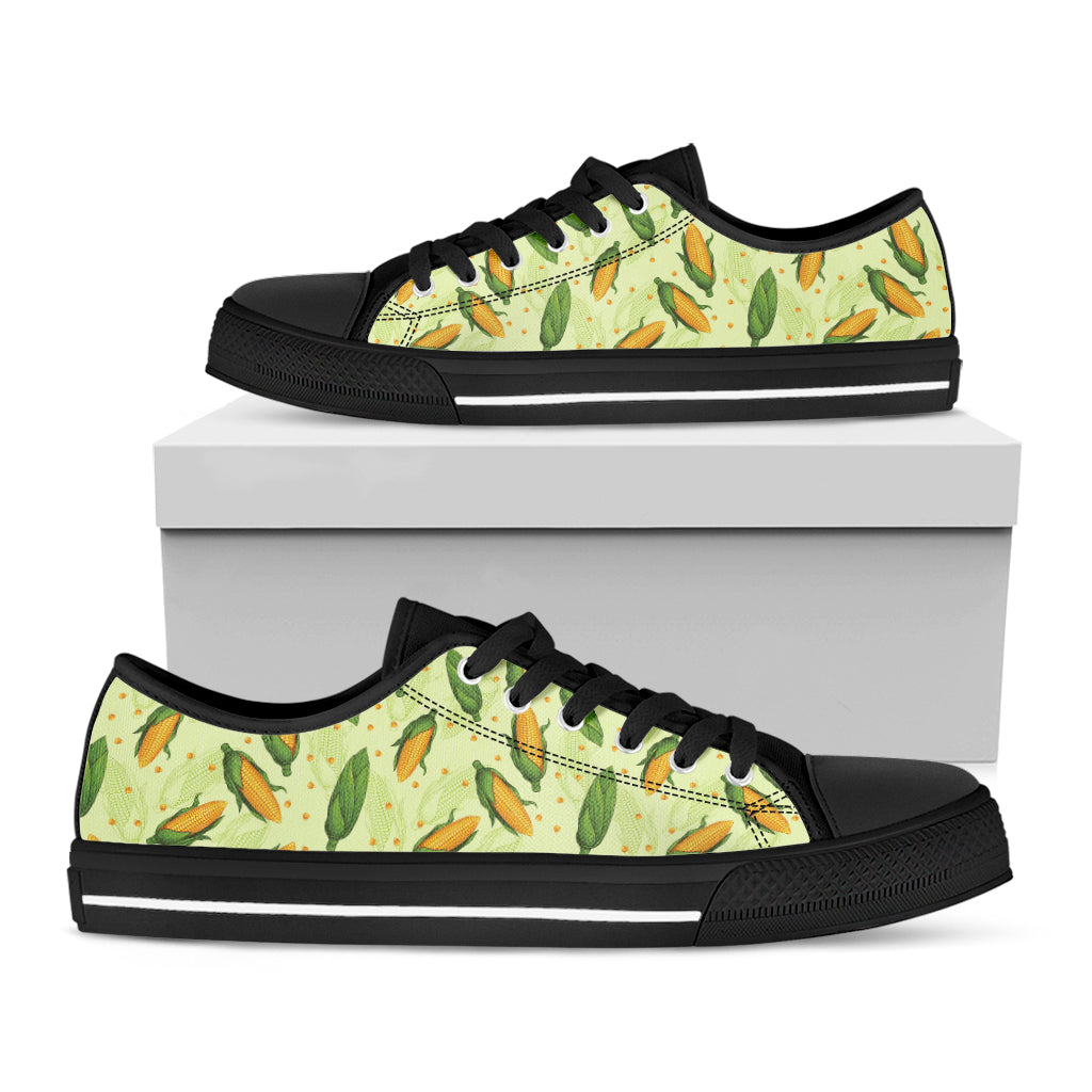 Corncob Pattern Print Black Low Top Shoes