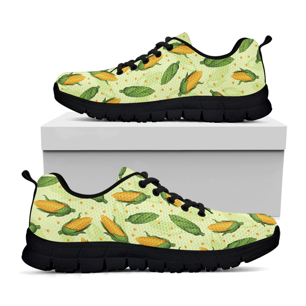 Corncob Pattern Print Black Sneakers