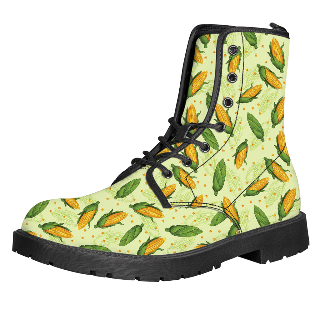 Corncob Pattern Print Leather Boots