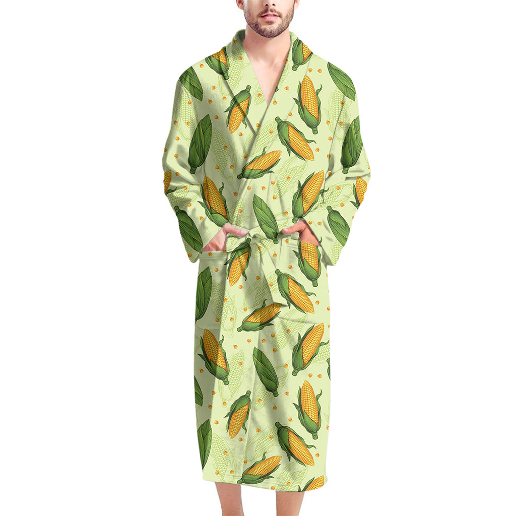 Corncob Pattern Print Men's Bathrobe