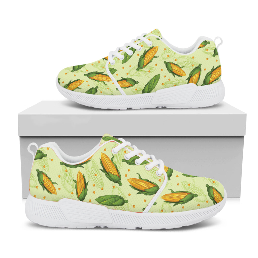 Corncob Pattern Print White Athletic Shoes