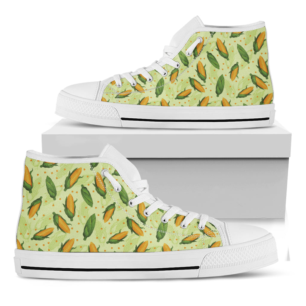 Corncob Pattern Print White High Top Shoes