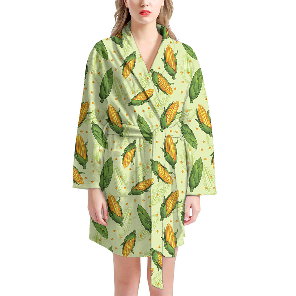 Corncob Pattern Print Women's Bathrobe