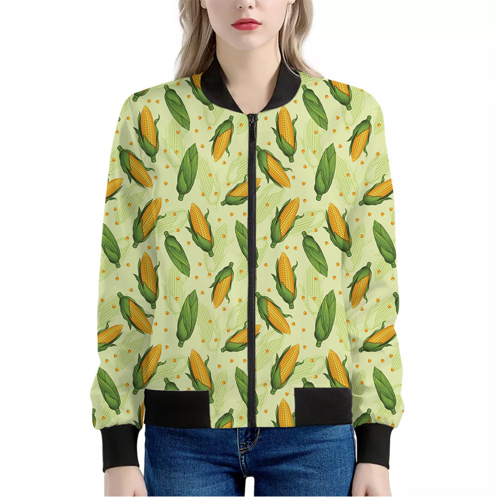 Corncob Pattern Print Women's Bomber Jacket