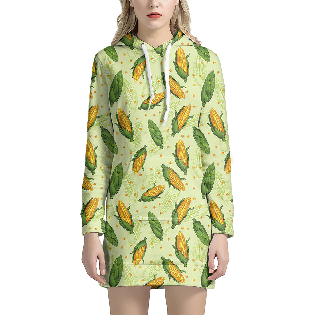 Corncob Pattern Print Women's Pullover Hoodie Dress