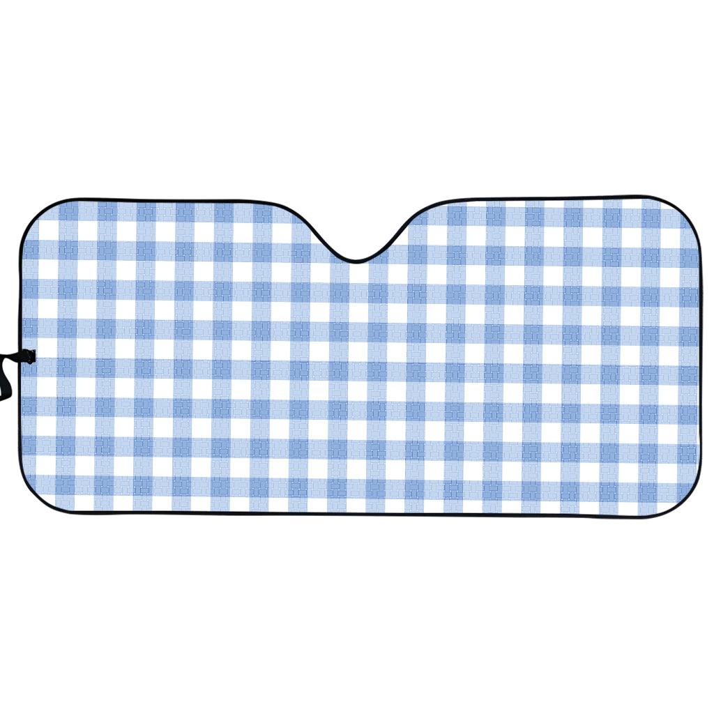 Cornflower Blue And White Gingham Print Car Sun Shade