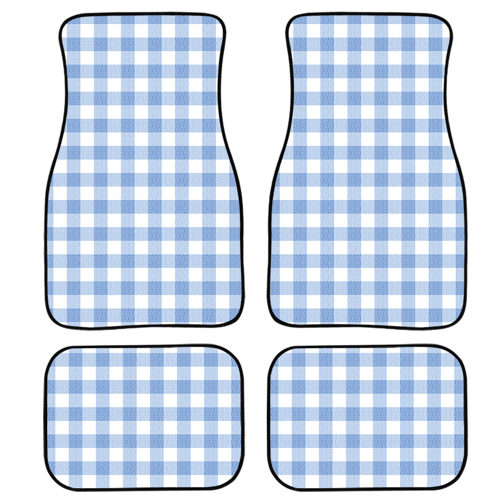 Cornflower Blue And White Gingham Print Front and Back Car Floor Mats