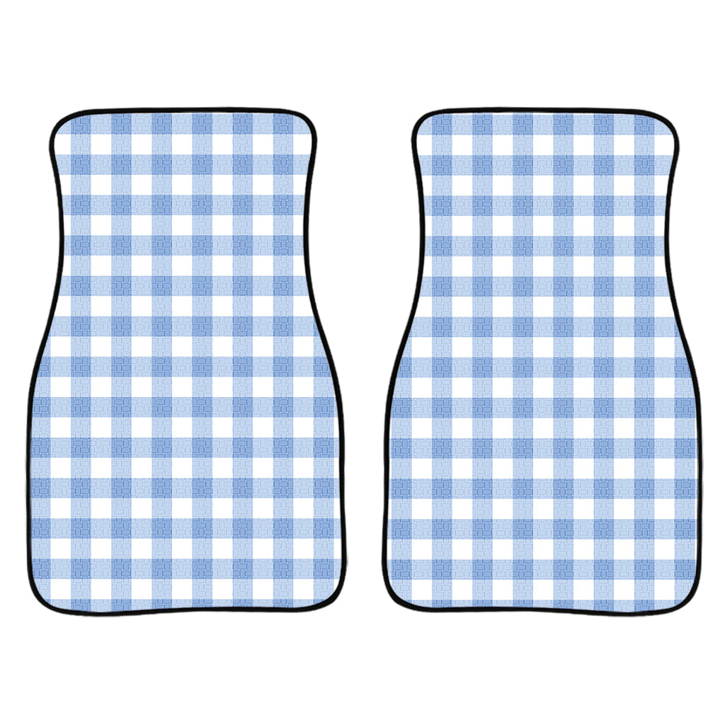 Cornflower Blue And White Gingham Print Front Car Floor Mats