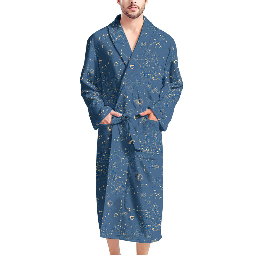 Cosmic Constellation Pattern Print Men's Bathrobe