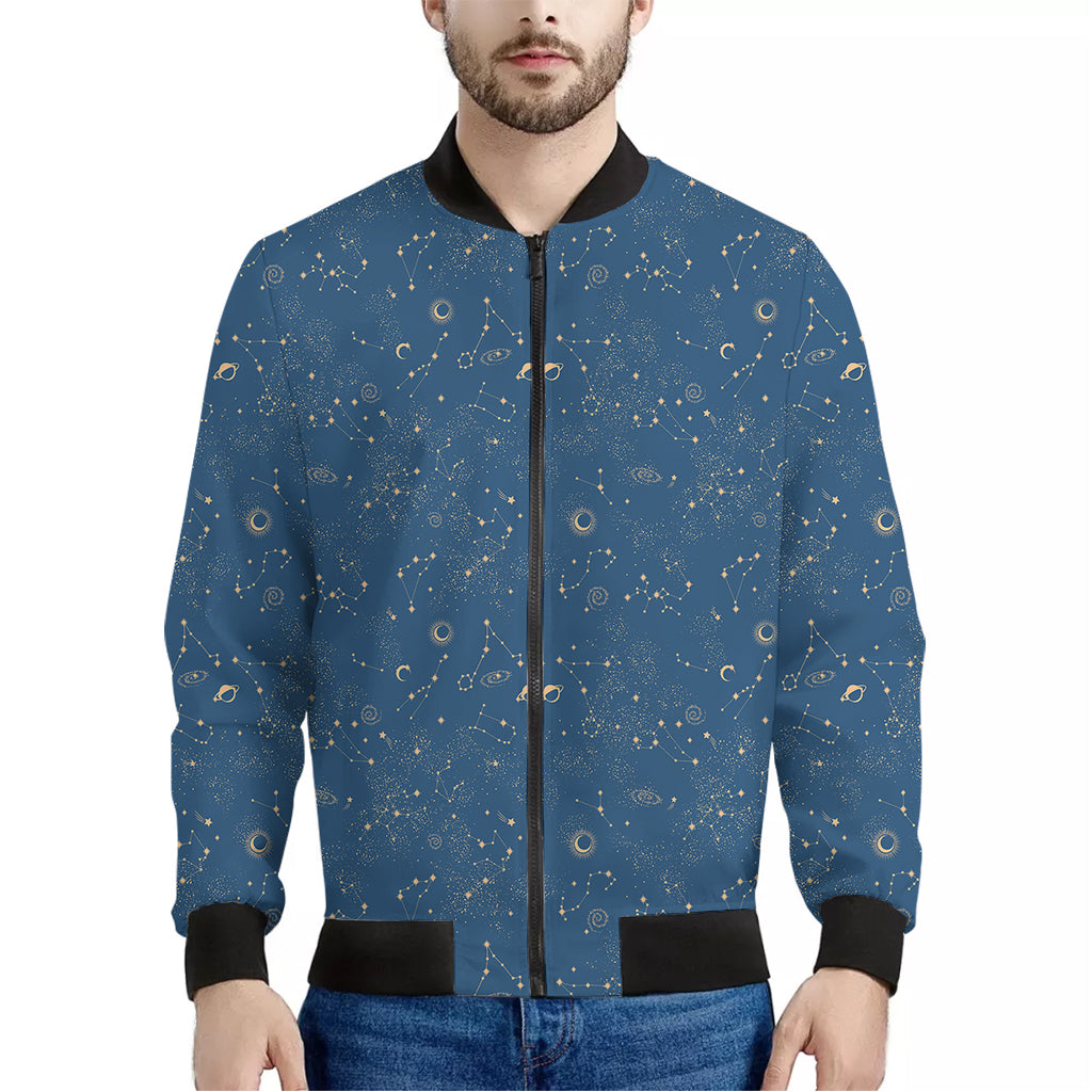 Cosmic Constellation Pattern Print Men's Bomber Jacket