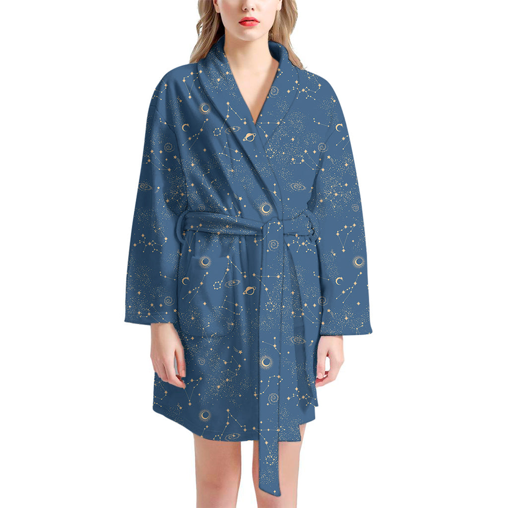 Cosmic Constellation Pattern Print Women's Bathrobe