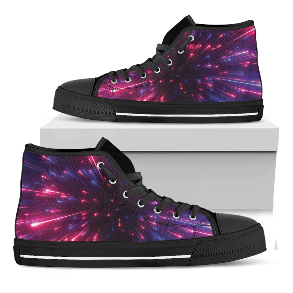 Cosmic Hyperspace Print Black High Top Shoes