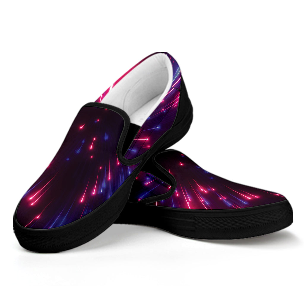 Cosmic Hyperspace Print Black Slip On Shoes