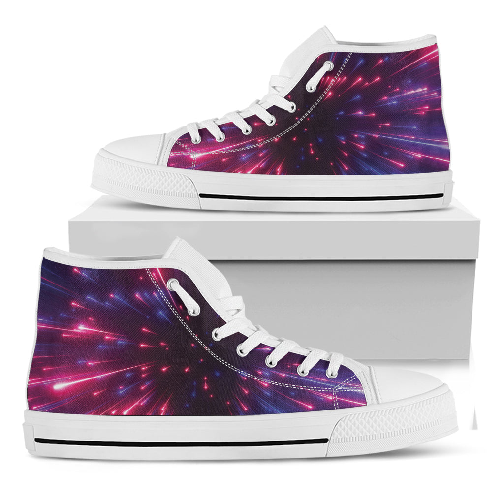 Cosmic Hyperspace Print White High Top Shoes