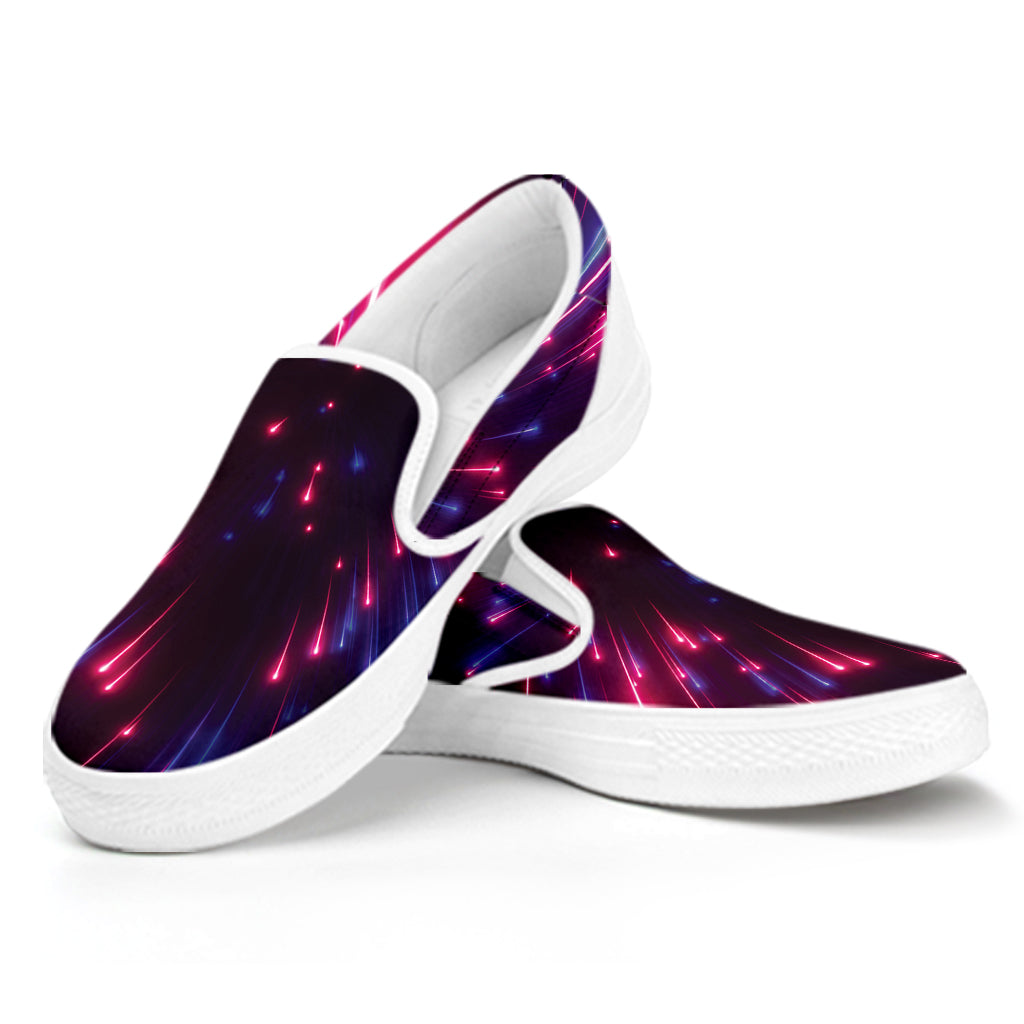 Cosmic Hyperspace Print White Slip On Shoes