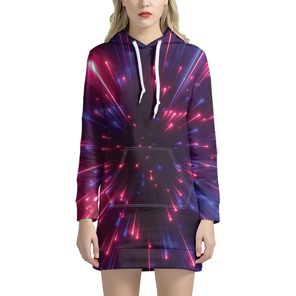 Cosmic Hyperspace Print Women's Pullover Hoodie Dress