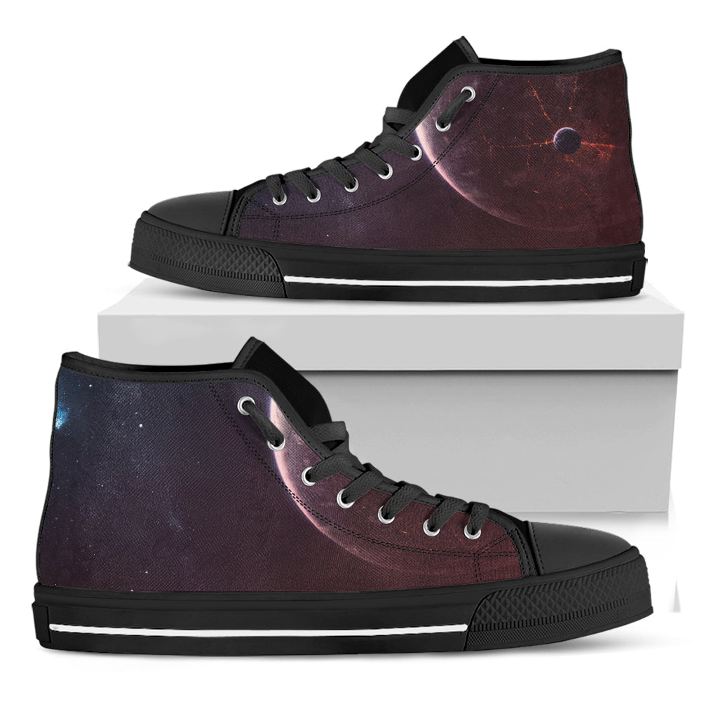 Cosmic Space Print Black High Top Shoes