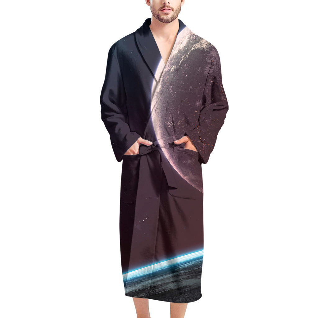 Cosmic Space Print Men's Bathrobe