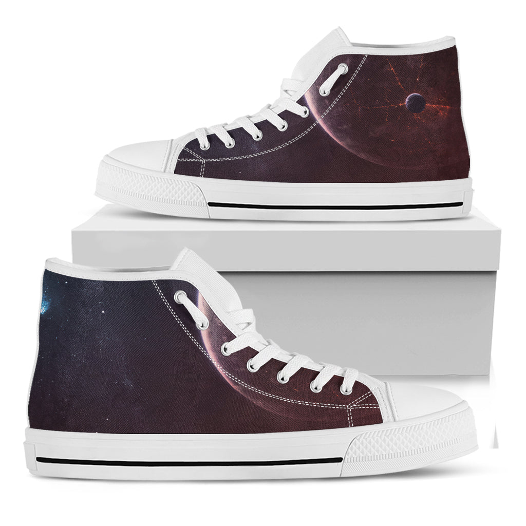 Cosmic Space Print White High Top Shoes