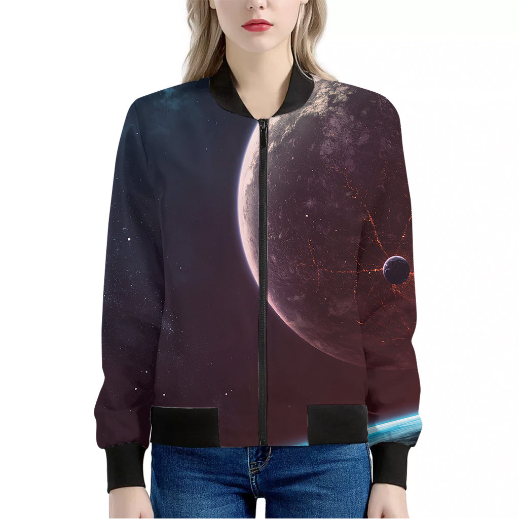 Cosmic Space Print Women's Bomber Jacket