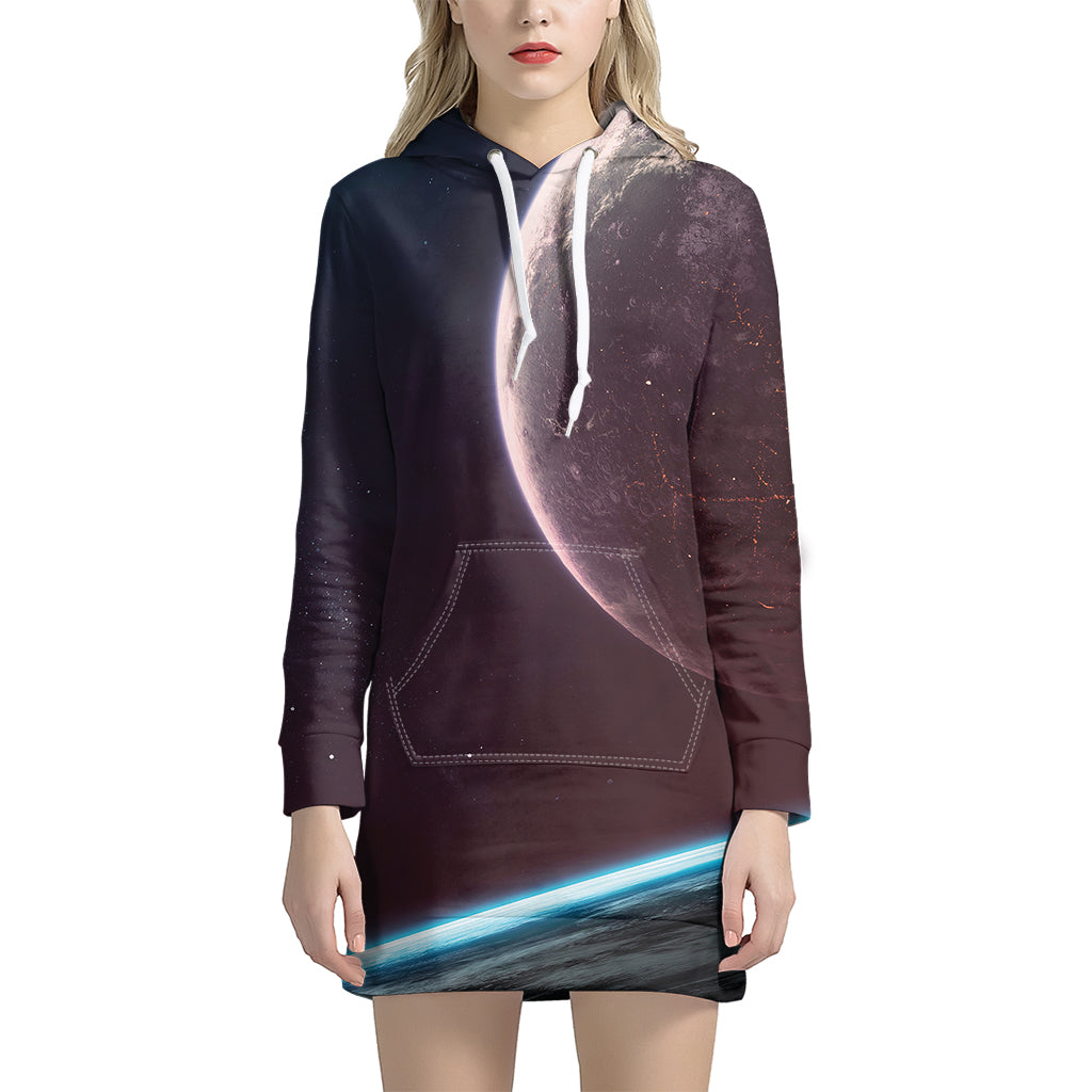 Cosmic Space Print Women's Pullover Hoodie Dress