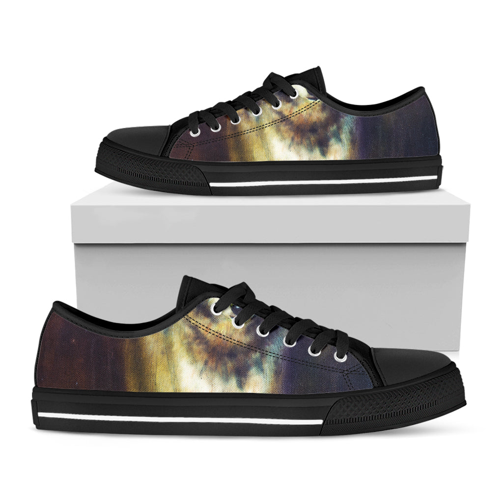 Cosmic Wolf Portrait Print Black Low Top Shoes