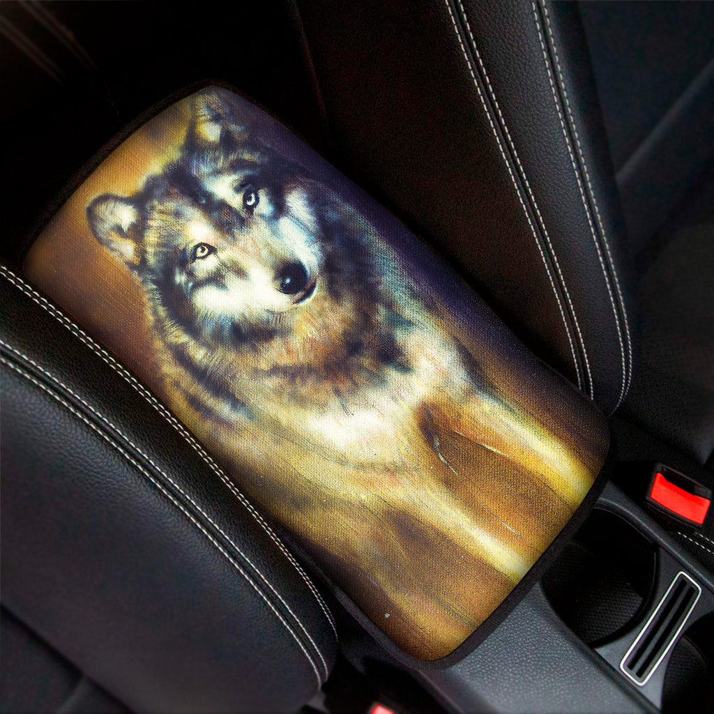 Cosmic Wolf Portrait Print Car Center Console Cover