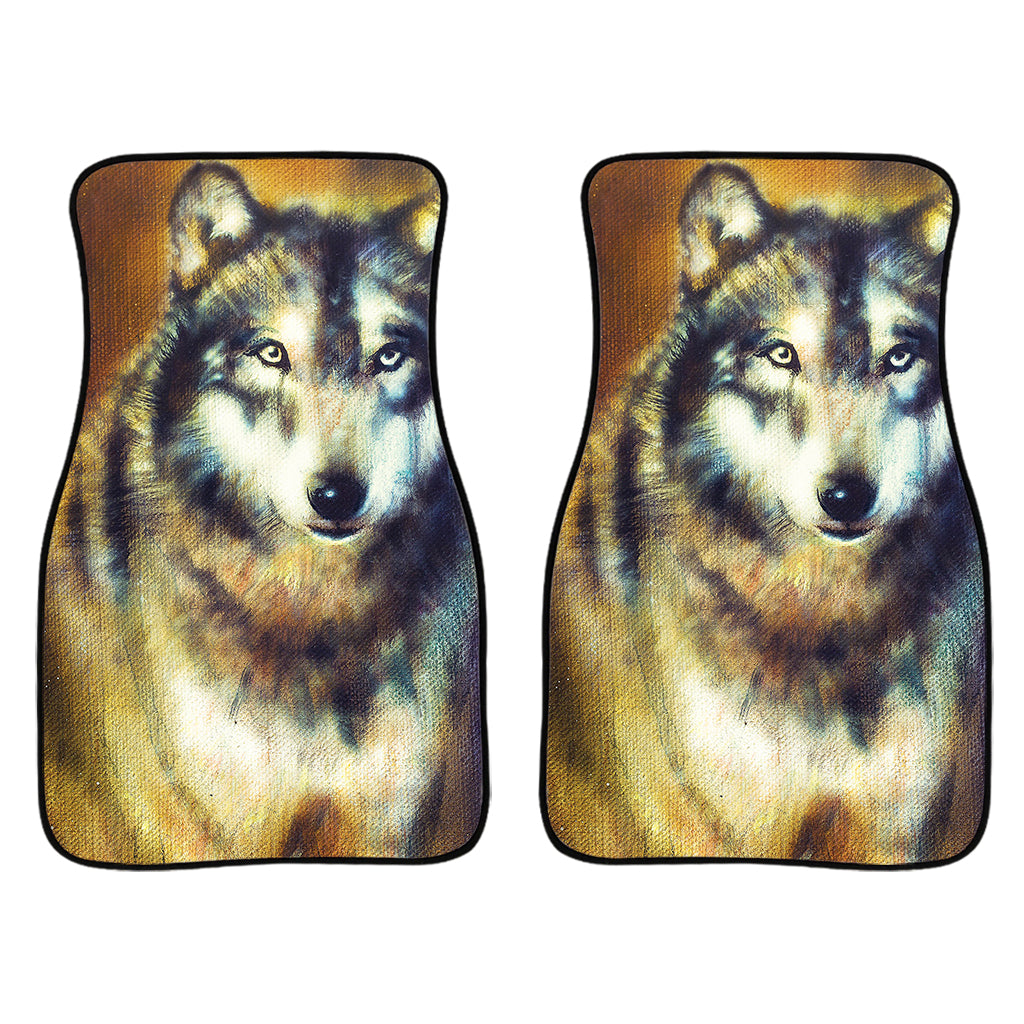 Cosmic Wolf Portrait Print Front Car Floor Mats